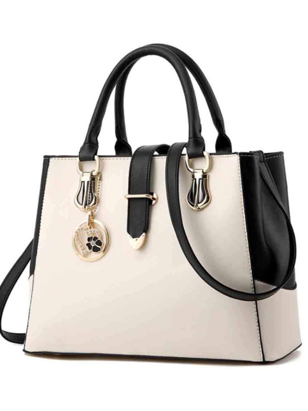 Women Handbag and Purse Stitching Shoulder Top-handle Bag Tote with Heart-shaped